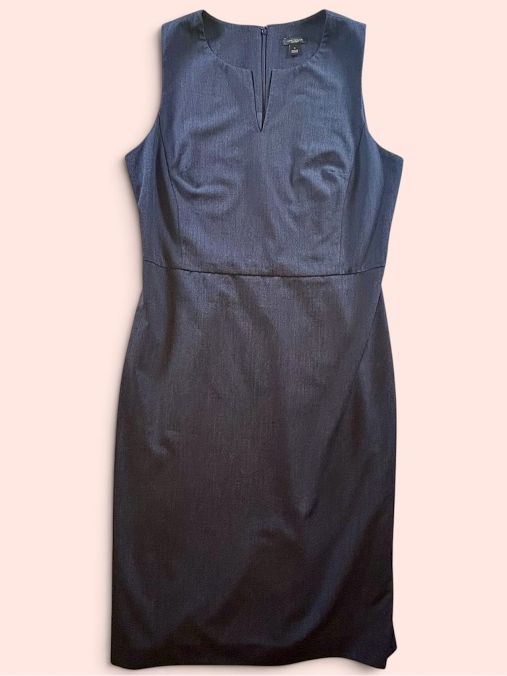 Ann Taylor Factory Navy Blue Sleeveless Notch Neck Sheath Dress Size 6